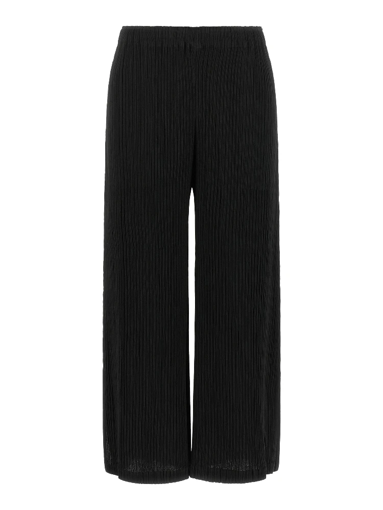 Black Polyester Casual Pants