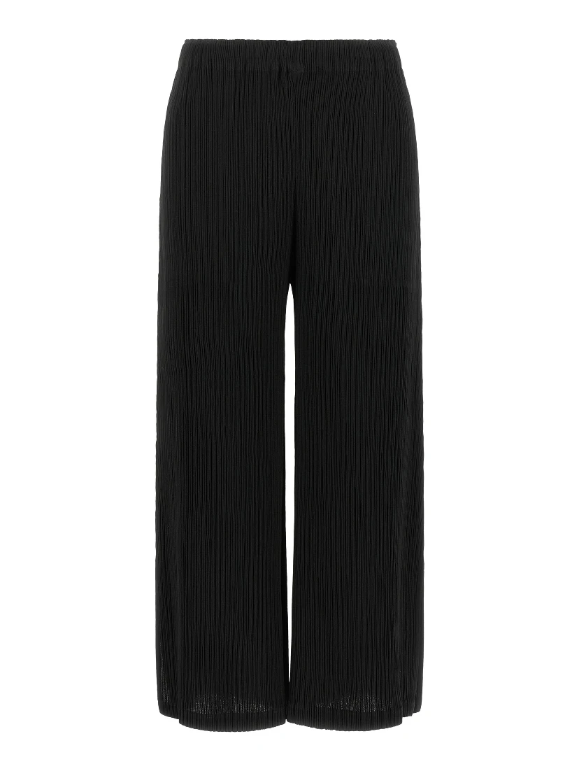 Black Polyester Casual Pants