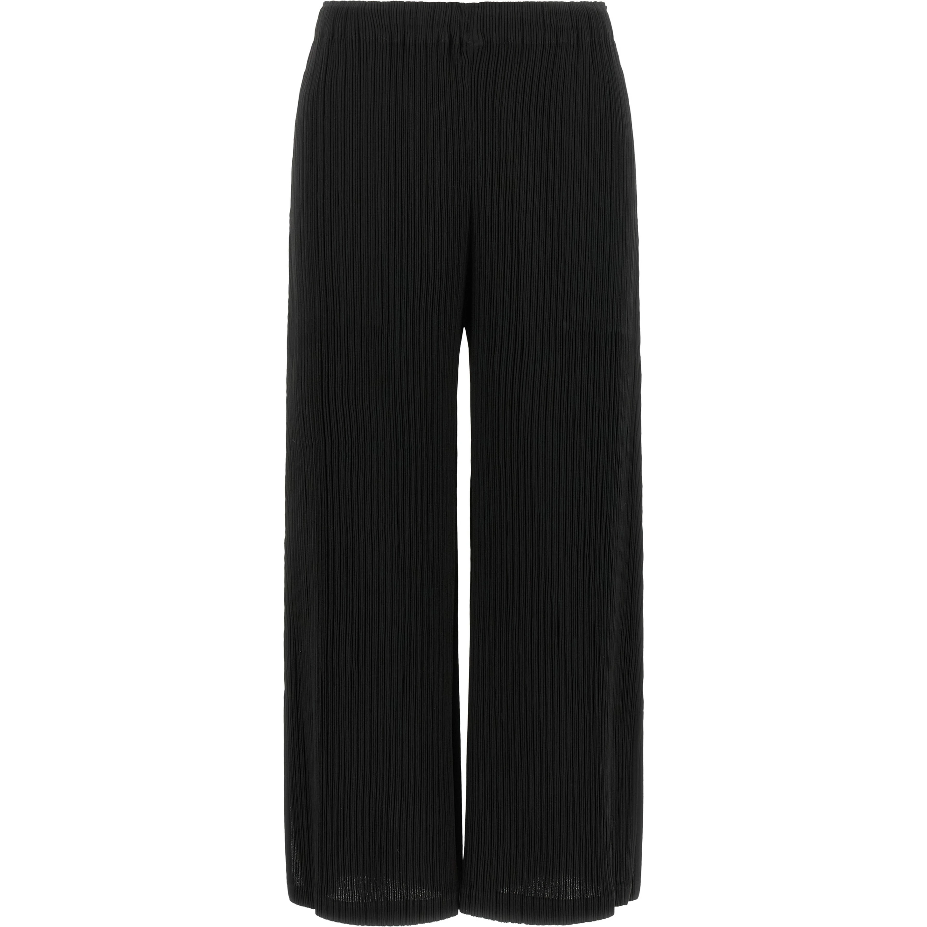 Black Polyester Casual Pants