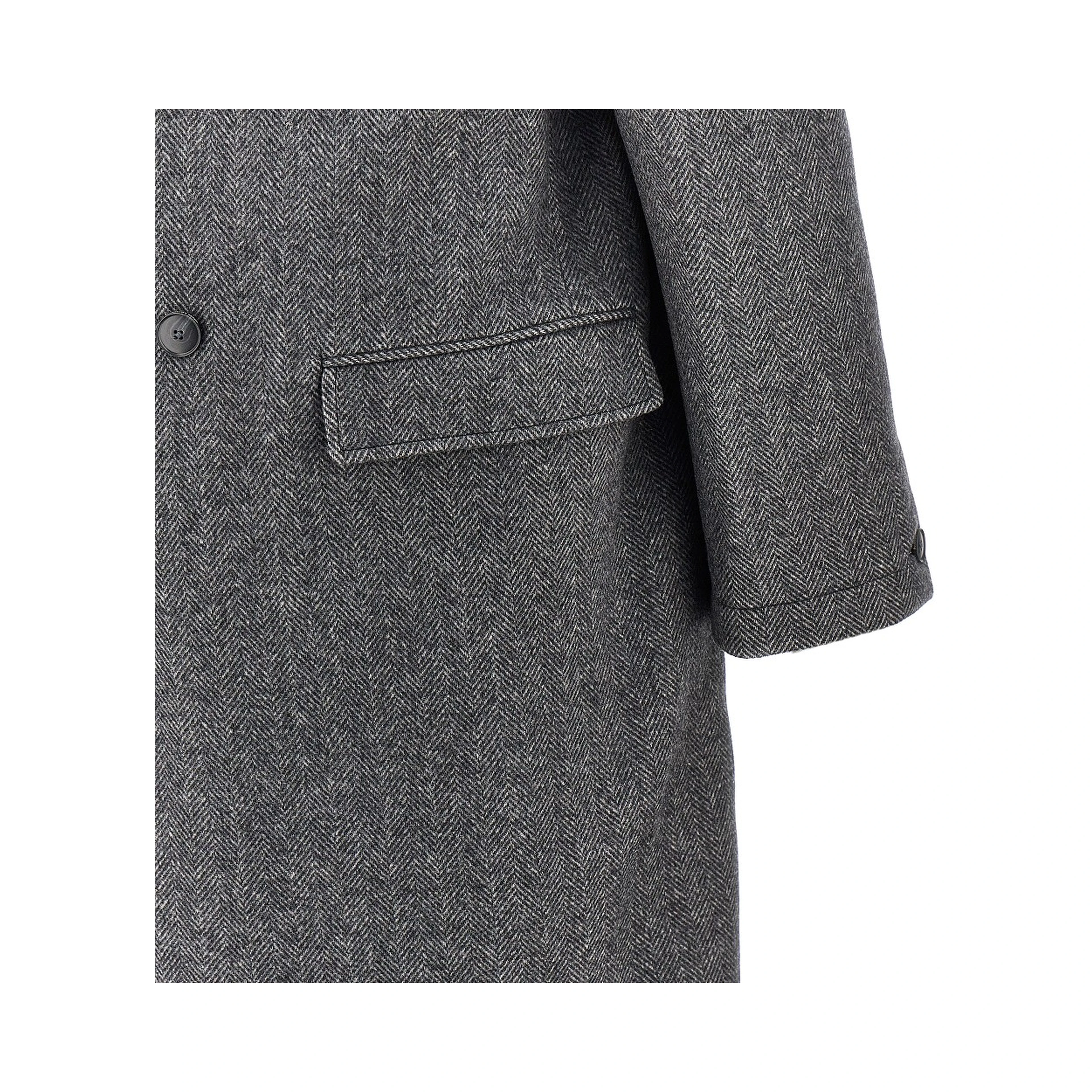 'Conference' herringbone wool long coat