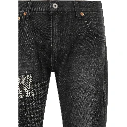 Black Cotton Flared Jeans