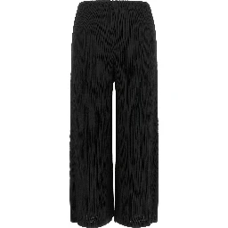 Black Polyester Casual Pants