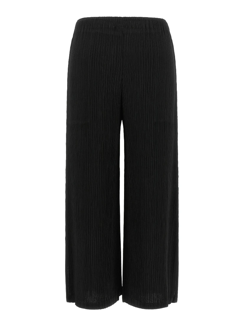 Black Polyester Casual Pants