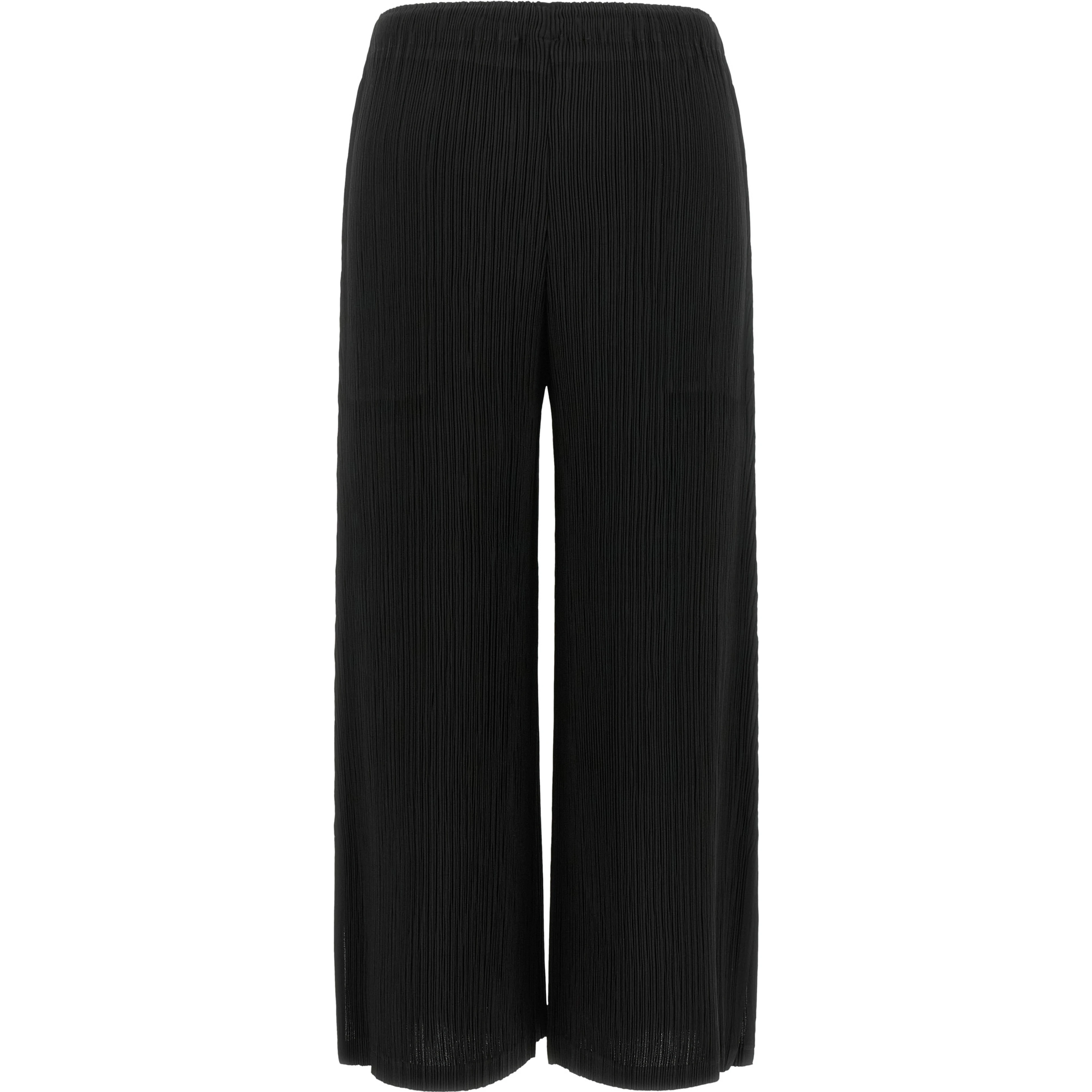 Black Polyester Casual Pants