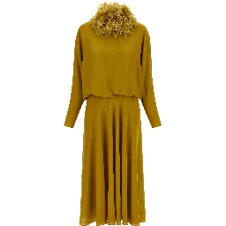 Bicolor Silk Midi Dress