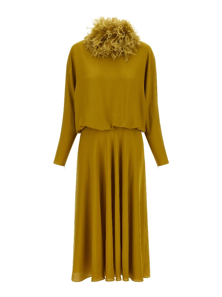 Bicolor Silk Midi Dress