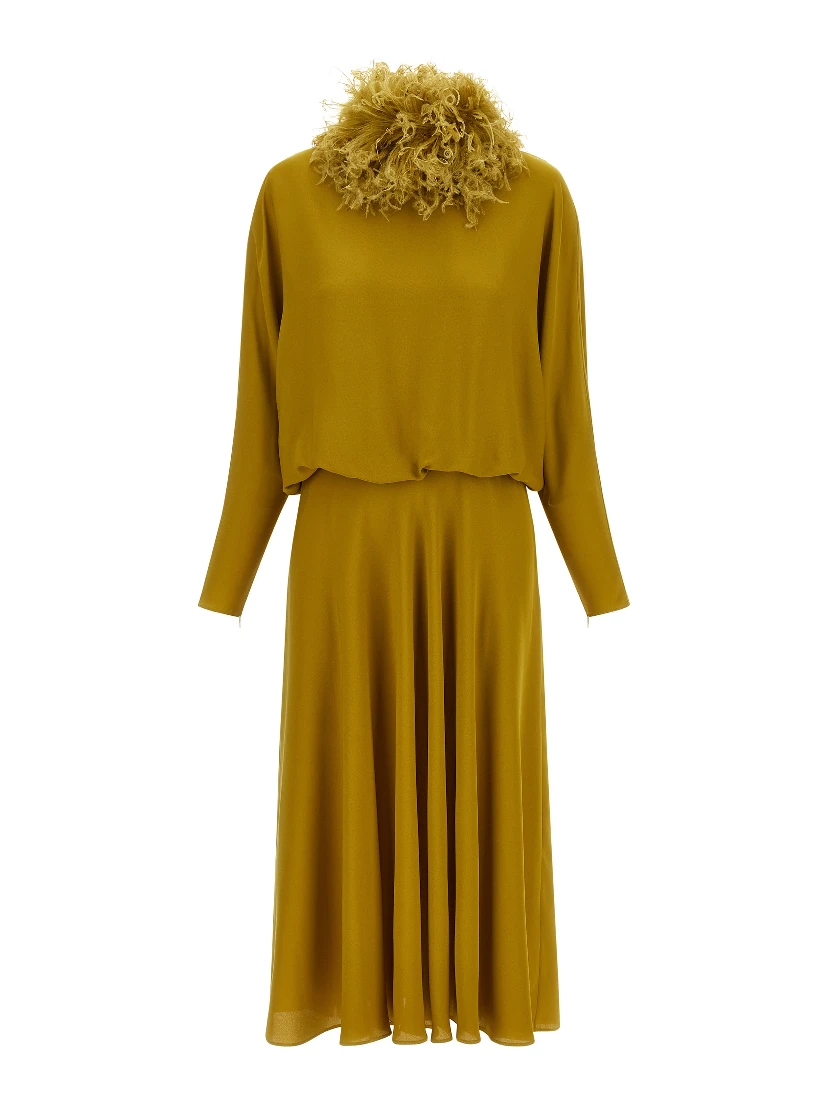 Bicolor Silk Midi Dress