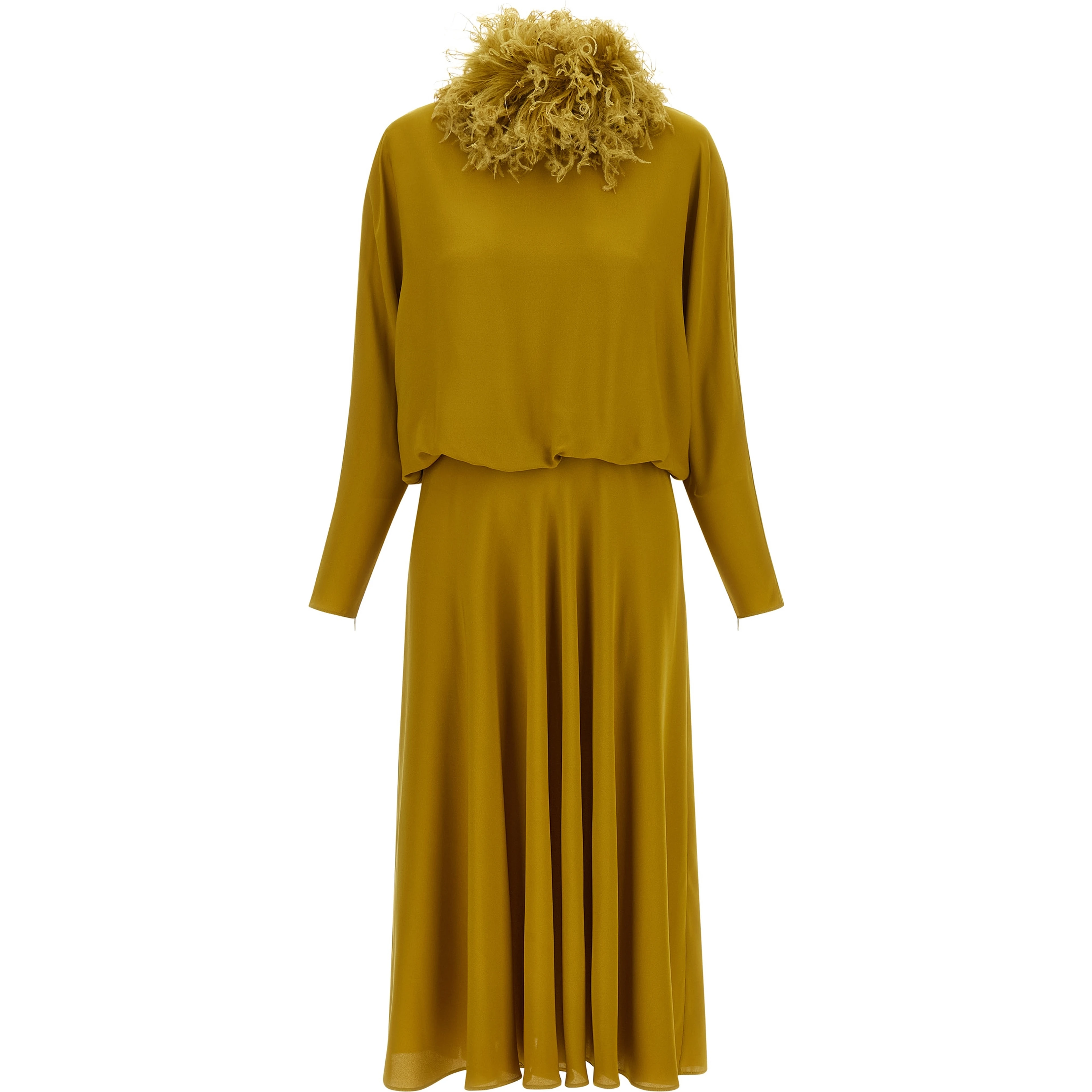 Bicolor Silk Midi Dress