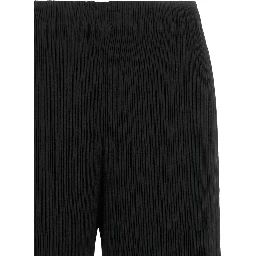 Black Polyester Casual Pants