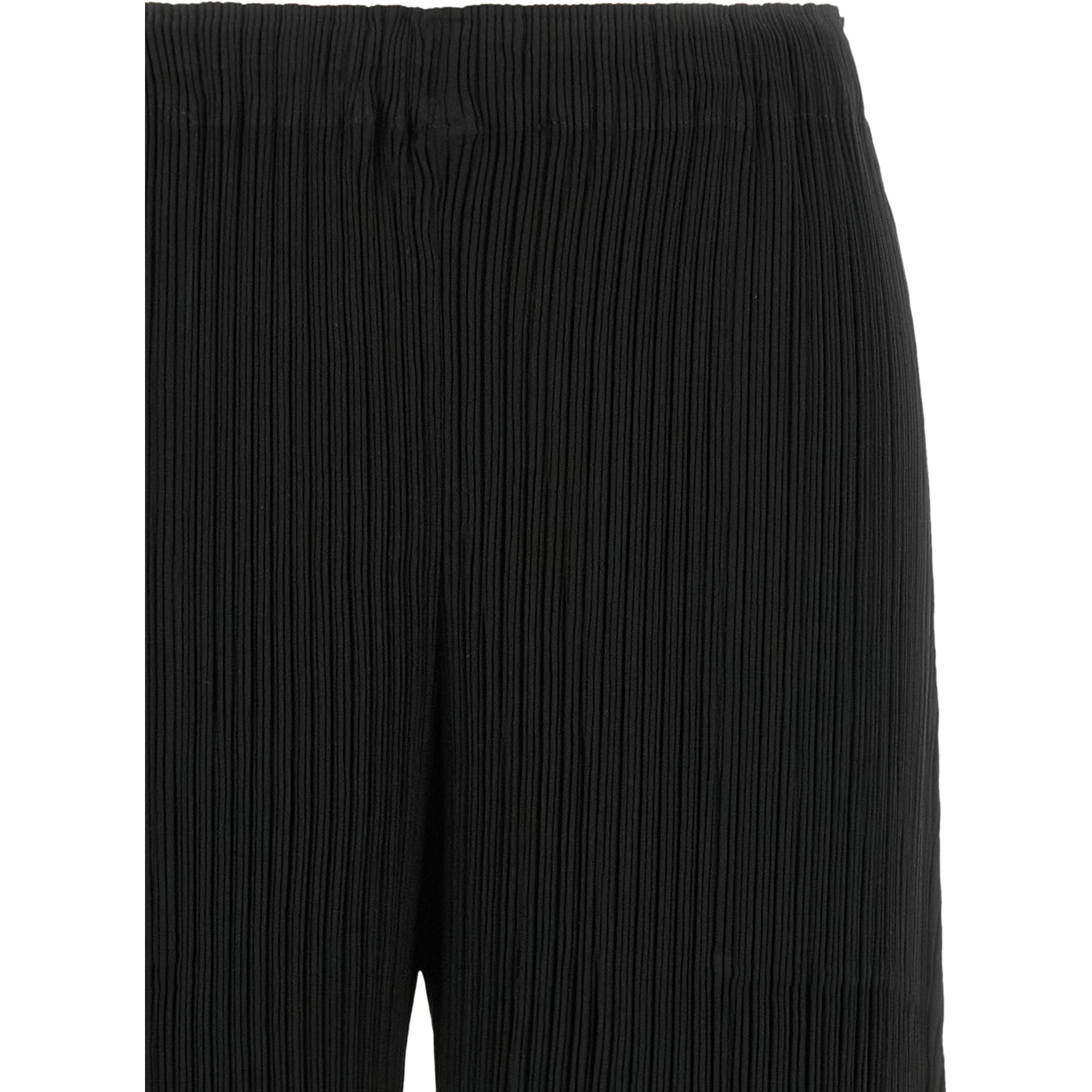 Black Polyester Casual Pants