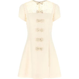 White Virgin Wool Short Dress