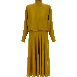 Bicolor Silk Midi Dress