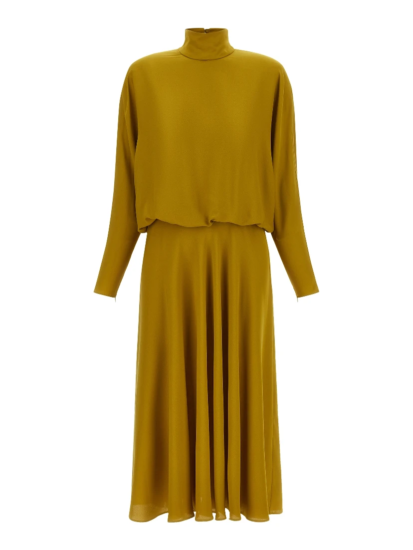 Bicolor Silk Midi Dress
