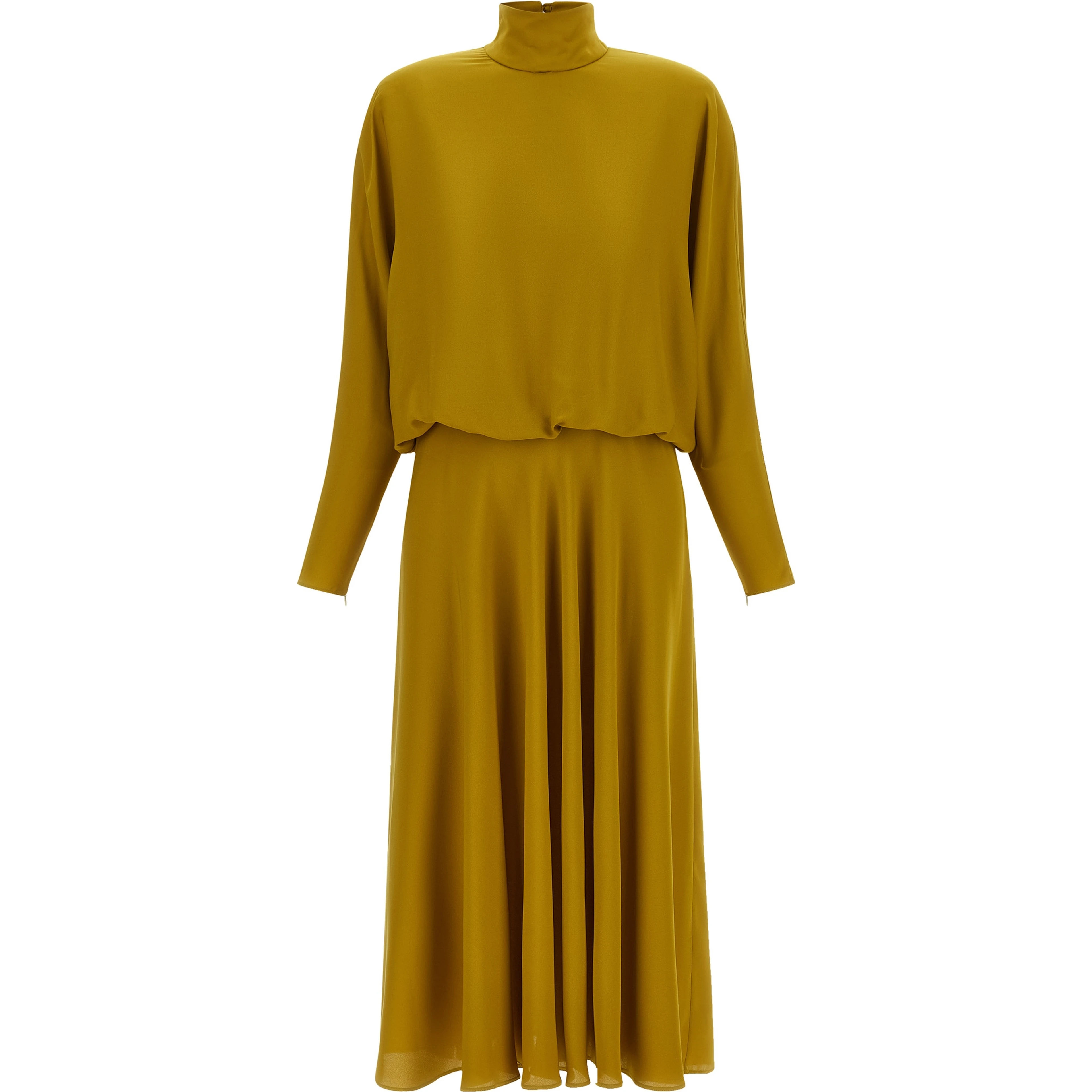 Bicolor Silk Midi Dress