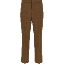Brown Polyester Chino Pants