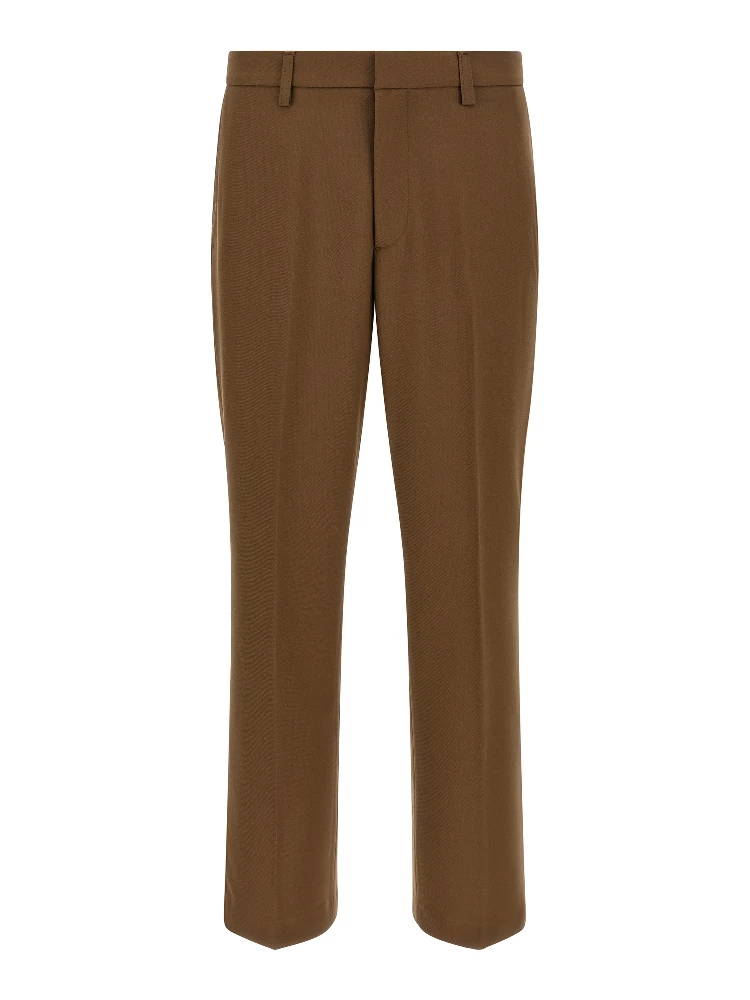 Brown Polyester Chino Pants