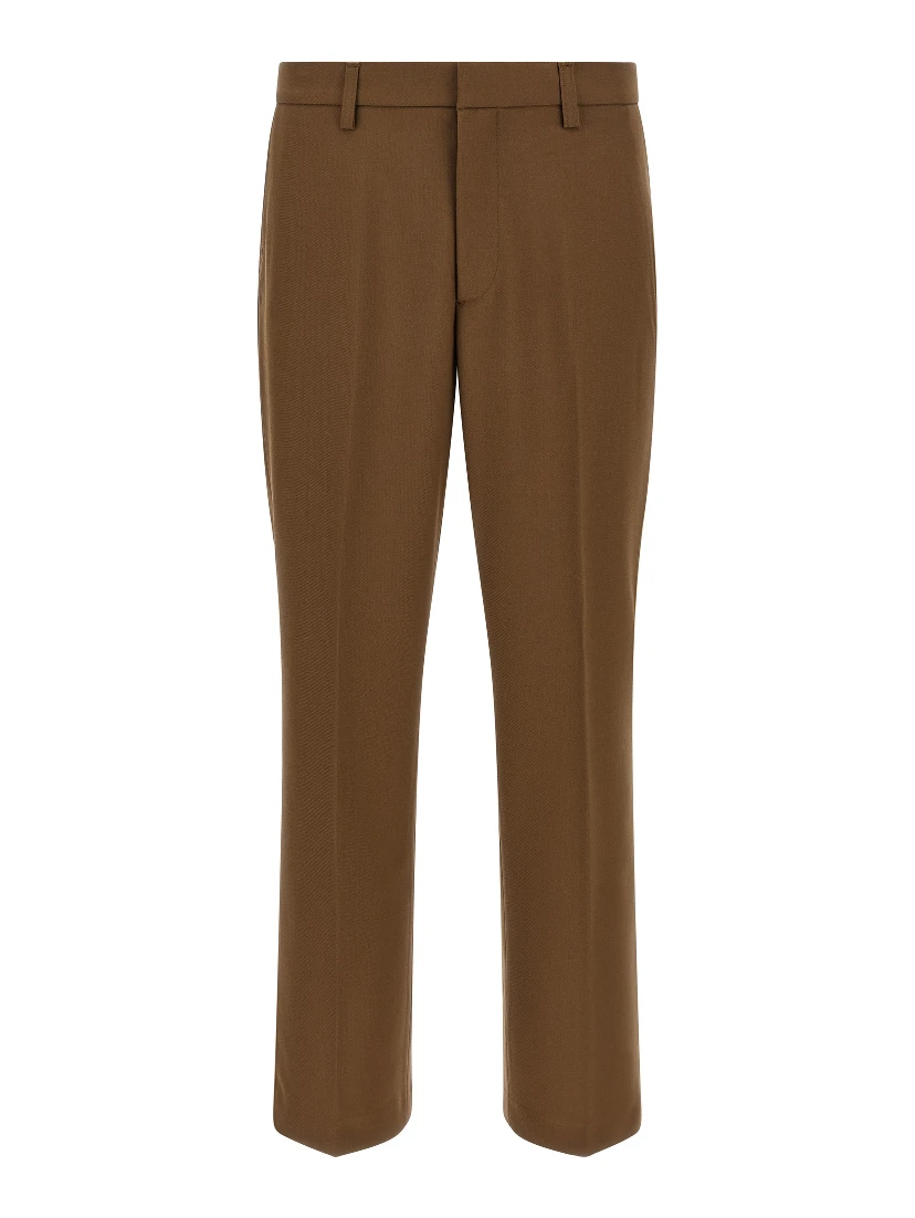 Brown Polyester Chino Pants