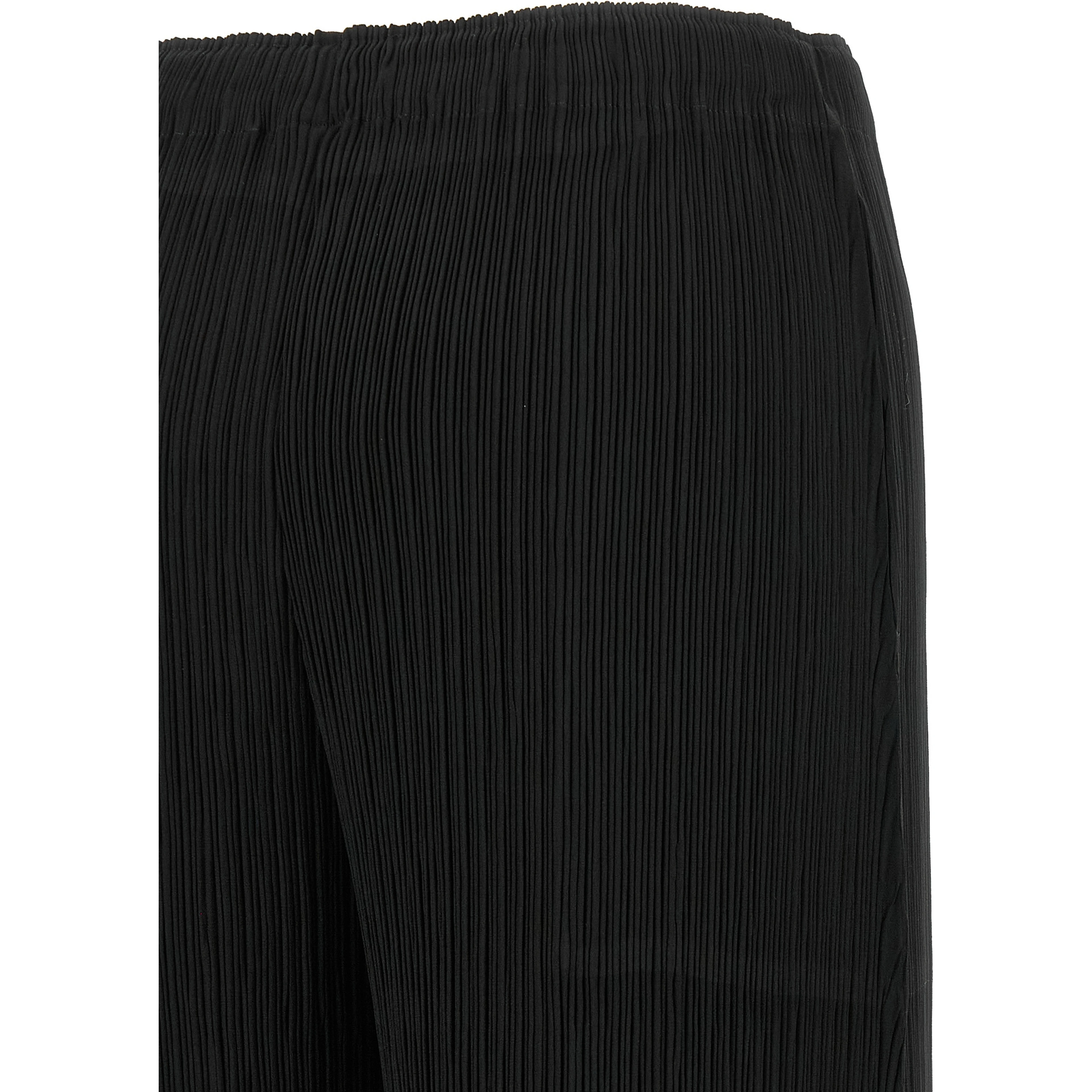 Black Polyester Casual Pants