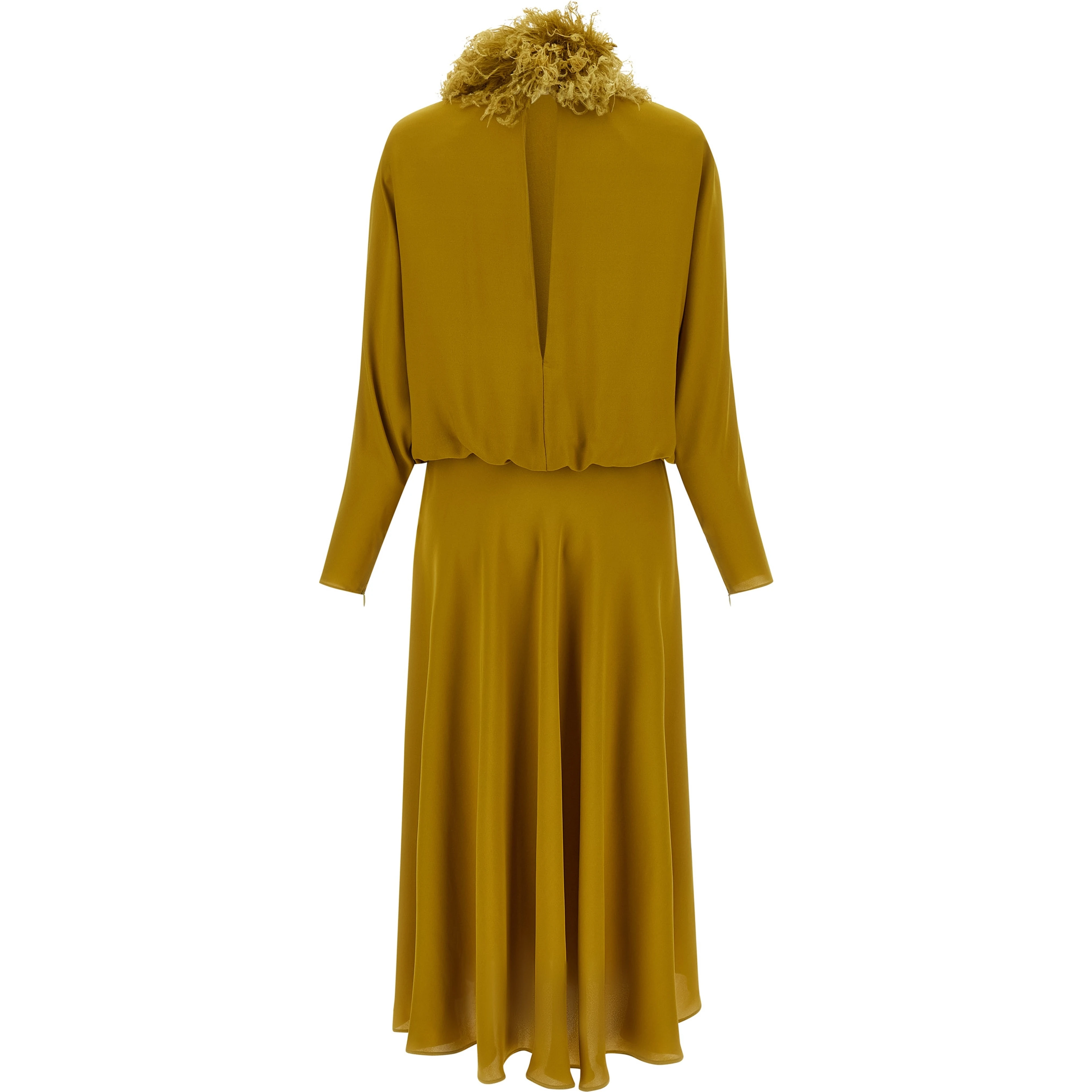 Bicolor Silk Midi Dress