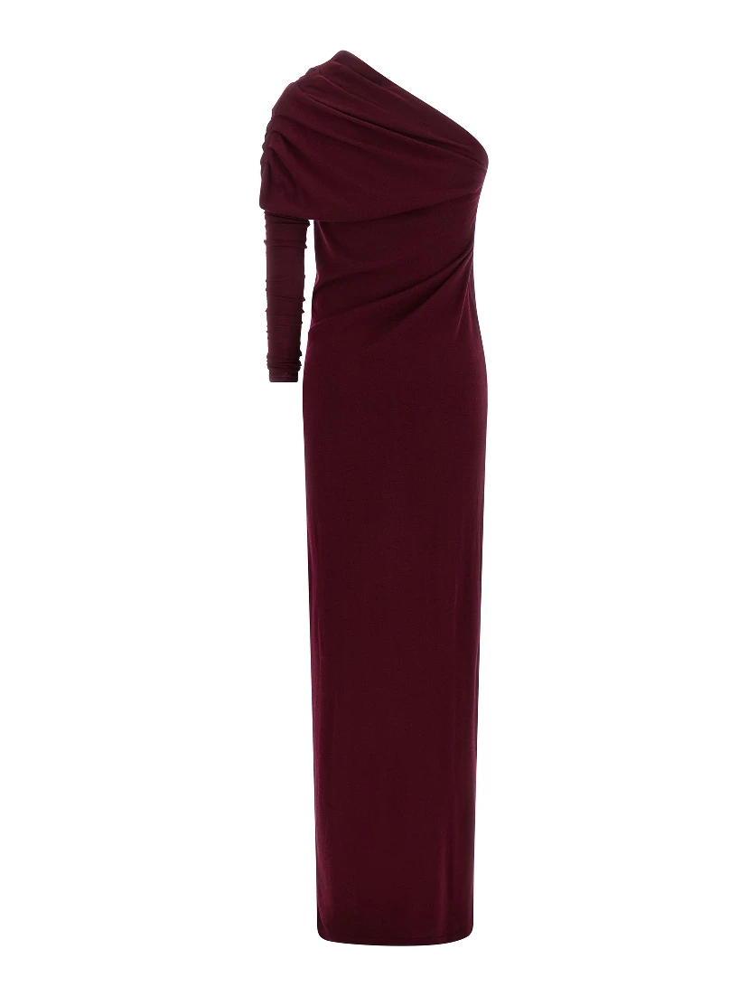 Bordeaux Merino Wool Long Dress