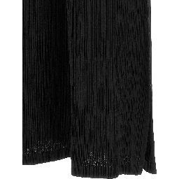 Black Polyester Casual Pants