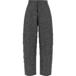 Gray Virgin Wool Casual Pants