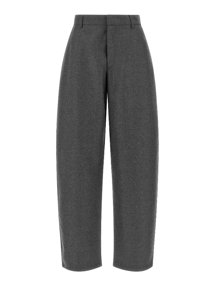 Gray Virgin Wool Casual Pants