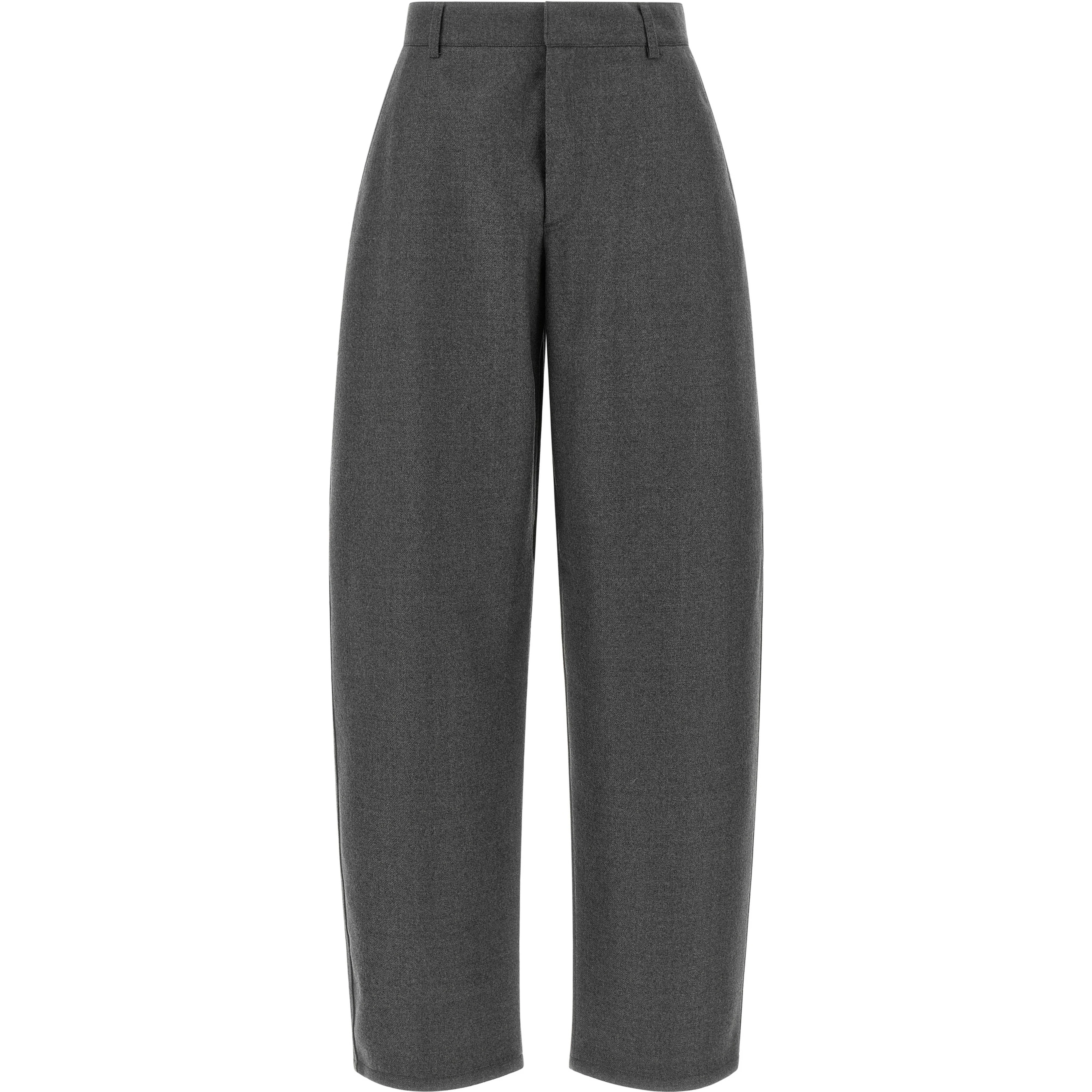 Gray Virgin Wool Casual Pants