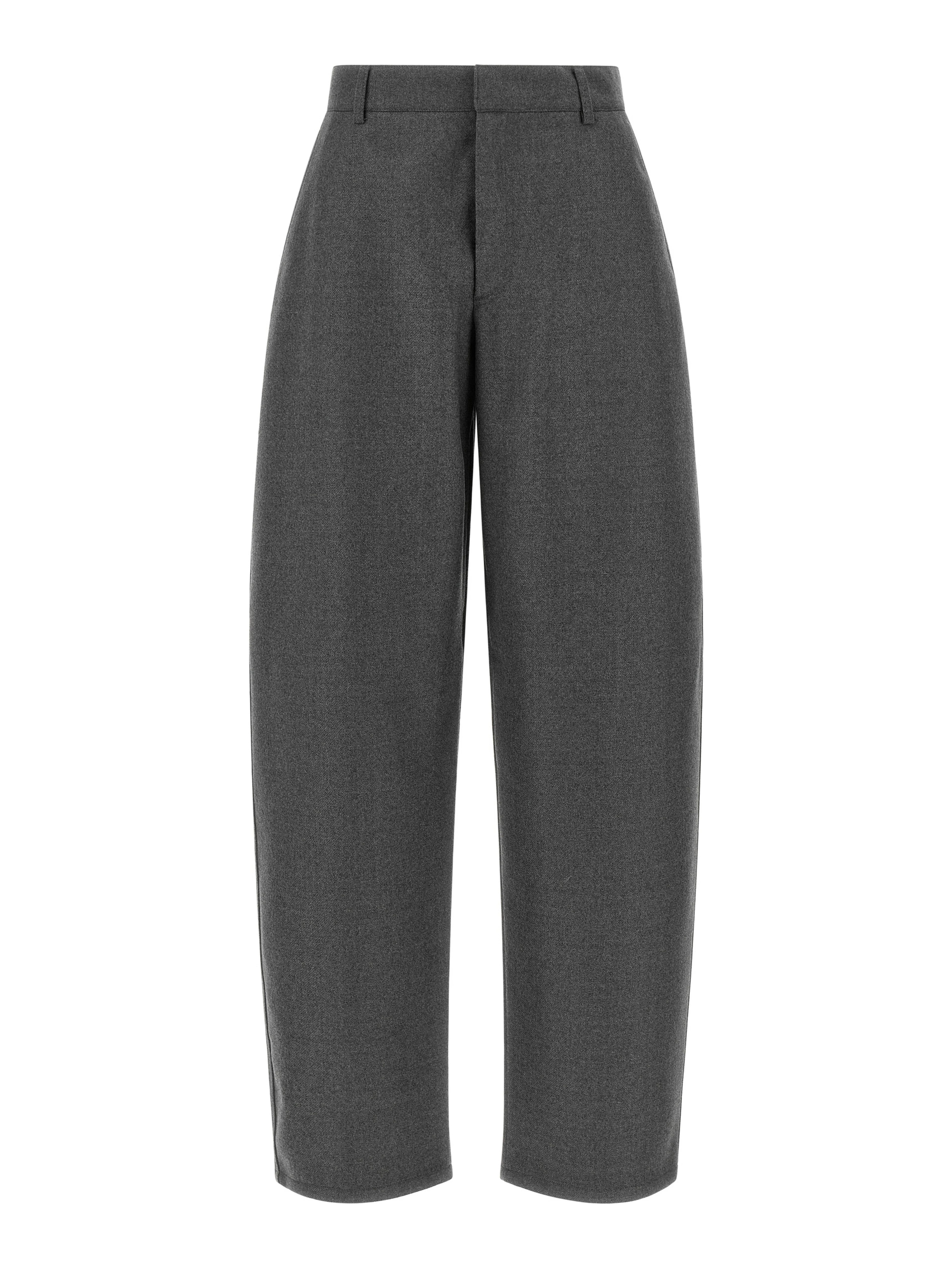 Gray Virgin Wool Casual Pants
