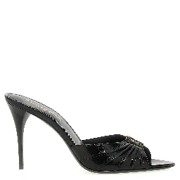Black Lamb Leather Stiletto Heel Sandals