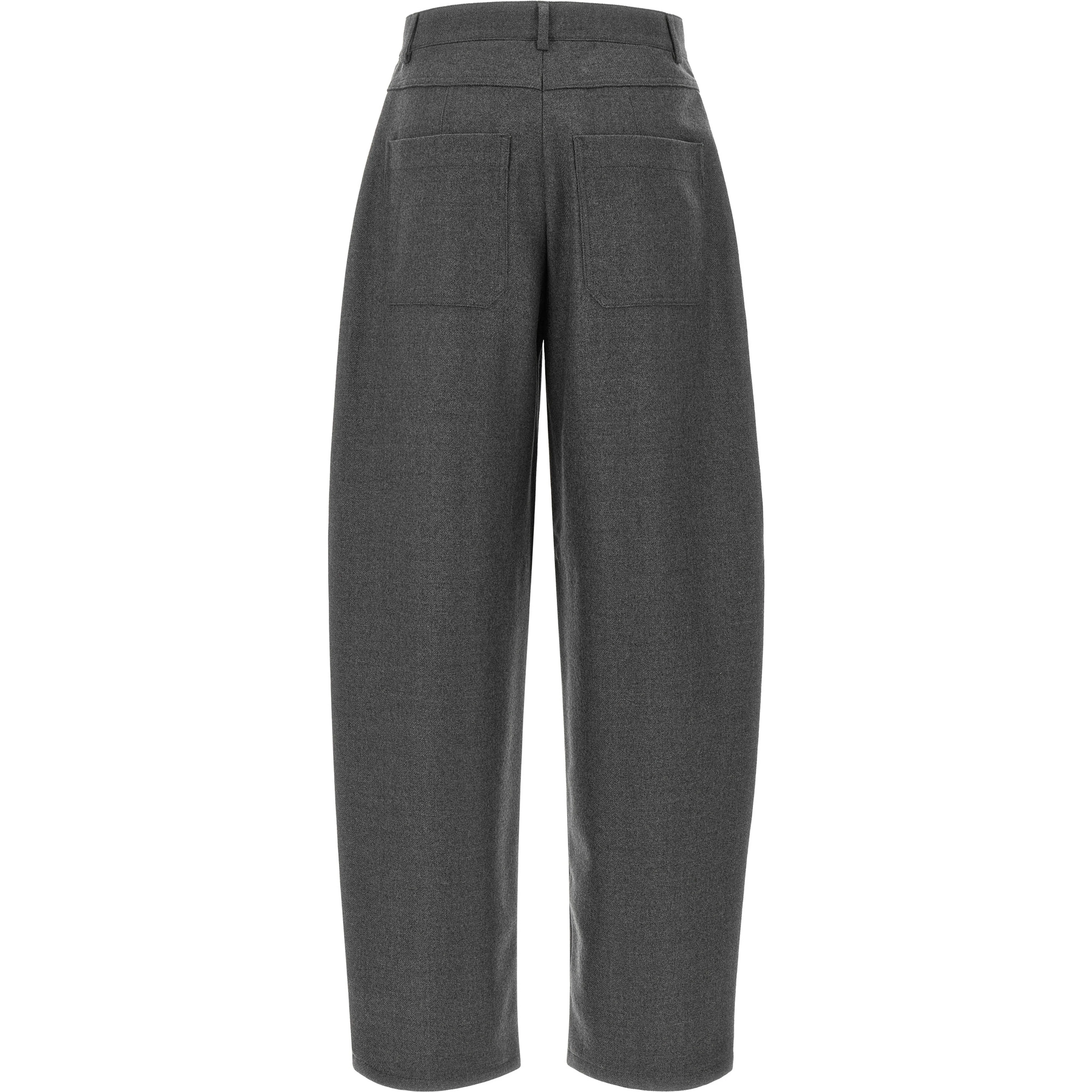 Gray Virgin Wool Casual Pants