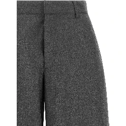 Gray Virgin Wool Casual Pants