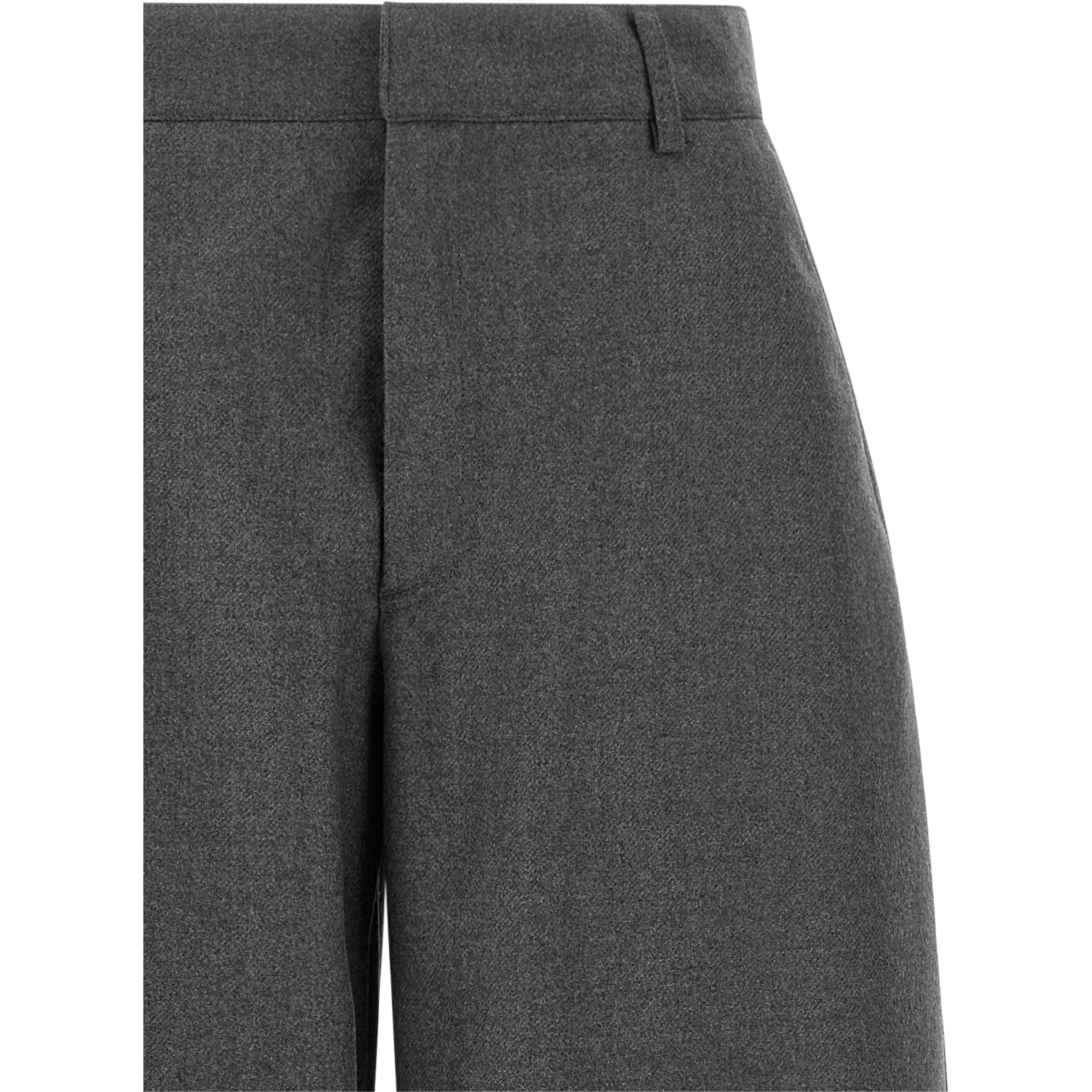 Gray Virgin Wool Casual Pants