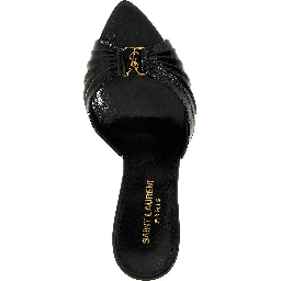Black Lamb Leather Stiletto Heel Sandals