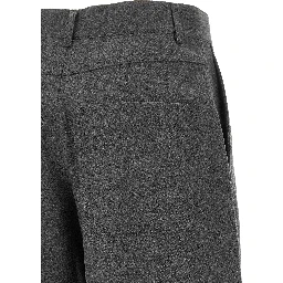 Gray Virgin Wool Casual Pants