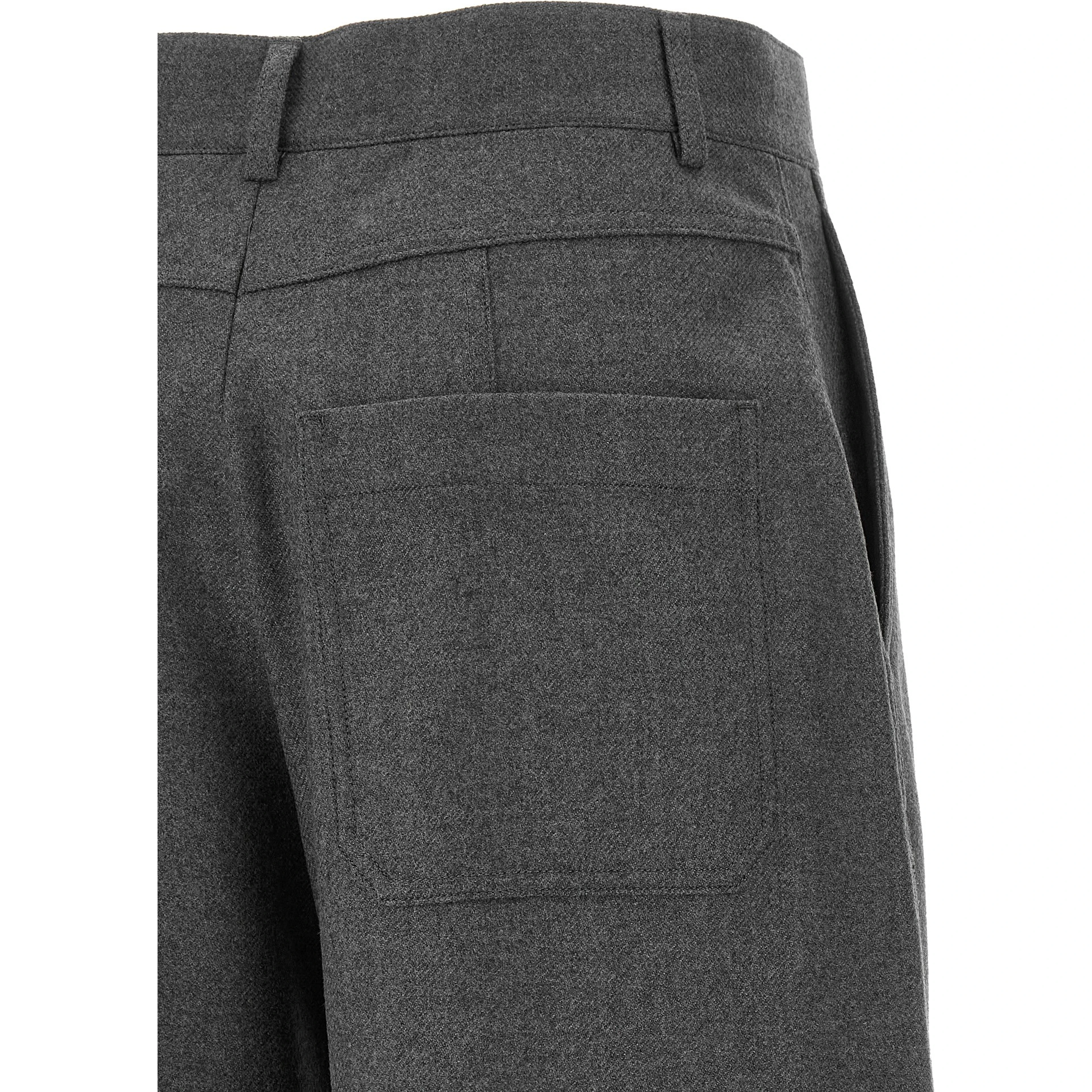Gray Virgin Wool Casual Pants