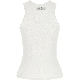 White Viscose Sleeveles T-Shirt