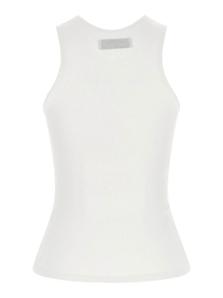 White Viscose Sleeveles T-Shirt alternative