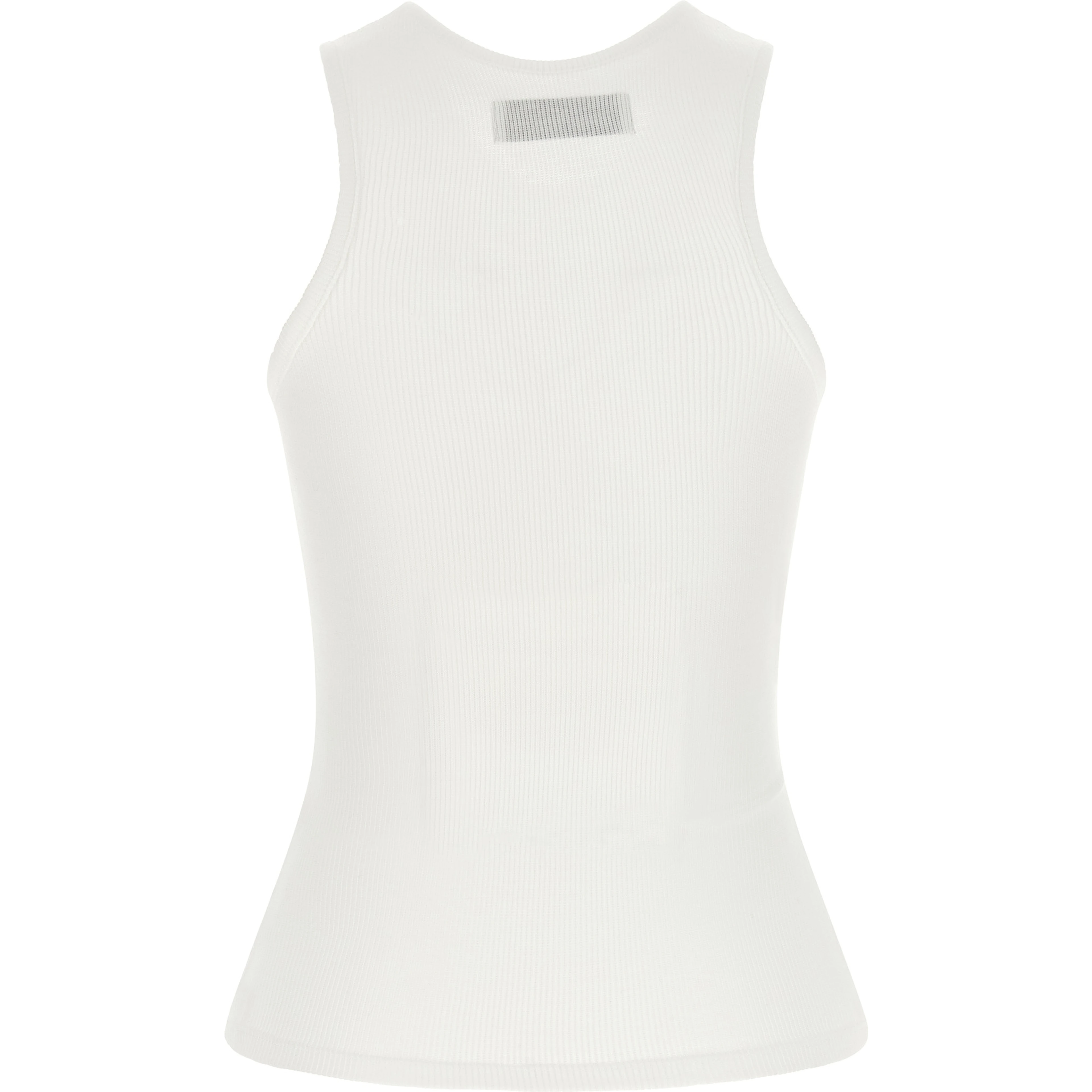 White Viscose Sleeveles T-Shirt