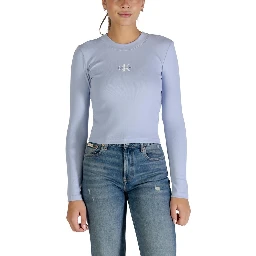 Blue Cotton Long Sleeve T-Shirt