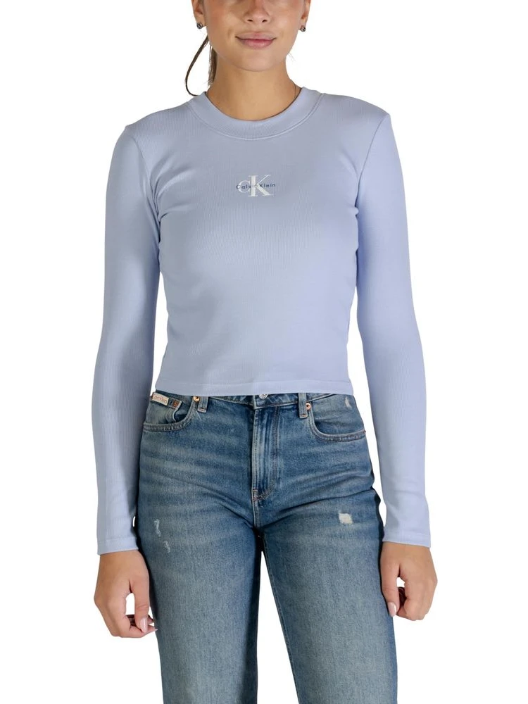 Blue Cotton Long Sleeve T-Shirt