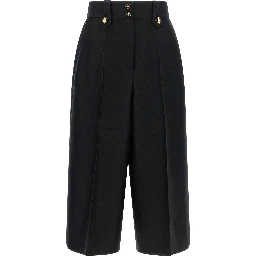Black Wool Cropped Pants