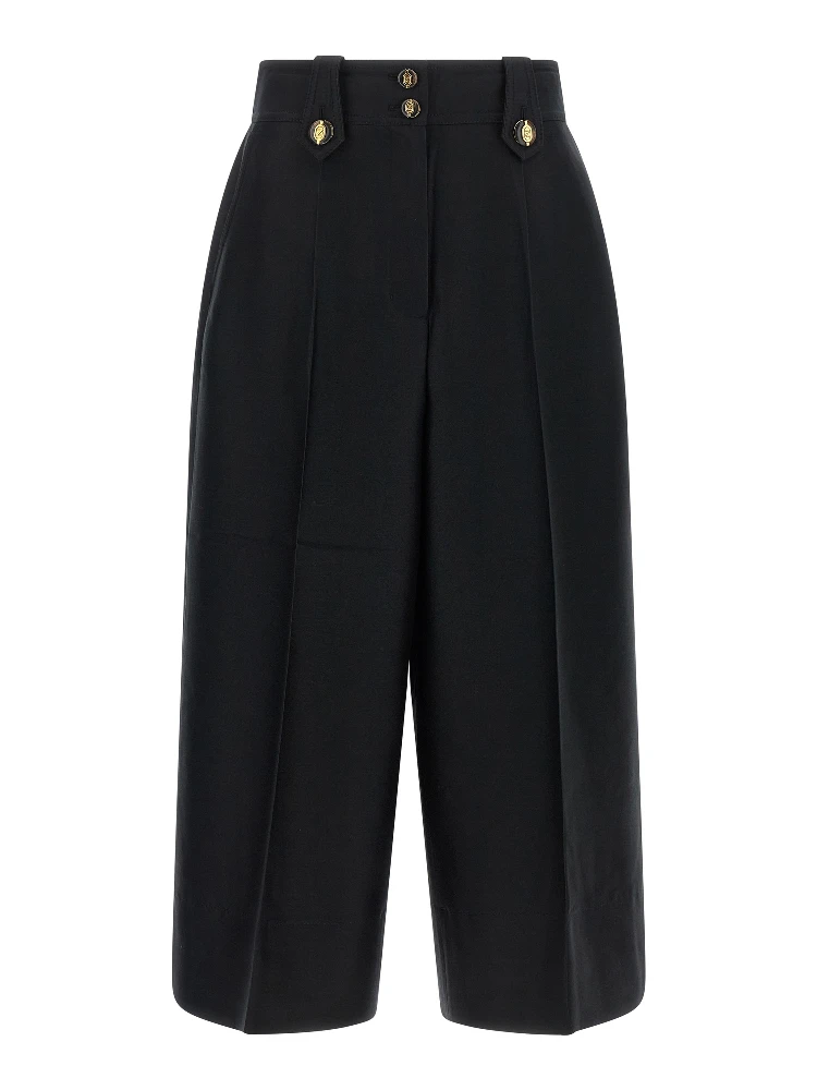 Black Wool Cropped Pants