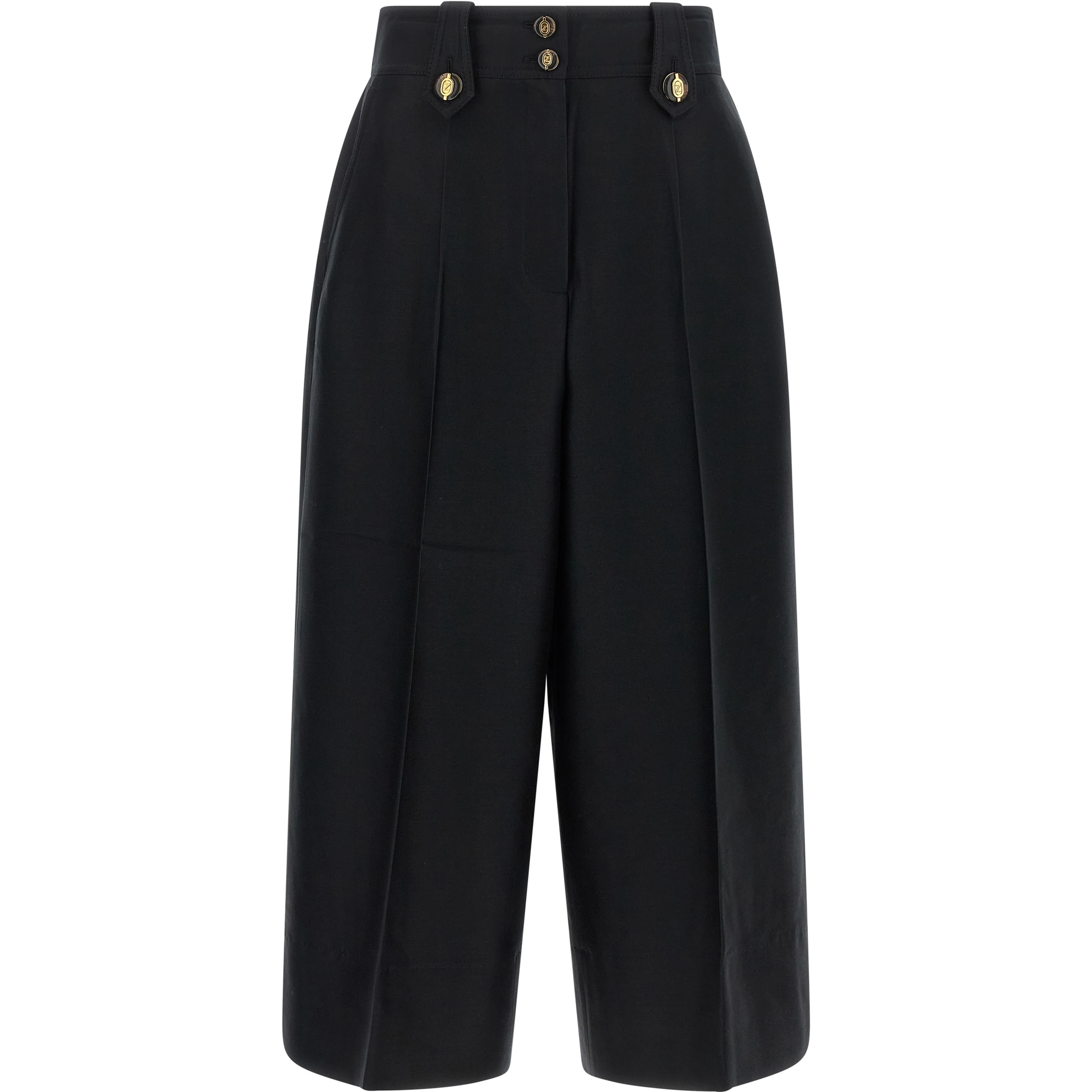 Black Wool Cropped Pants