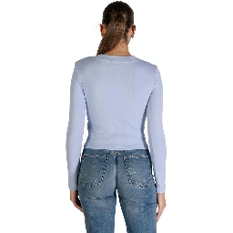 Blue Cotton Long Sleeve T-Shirt