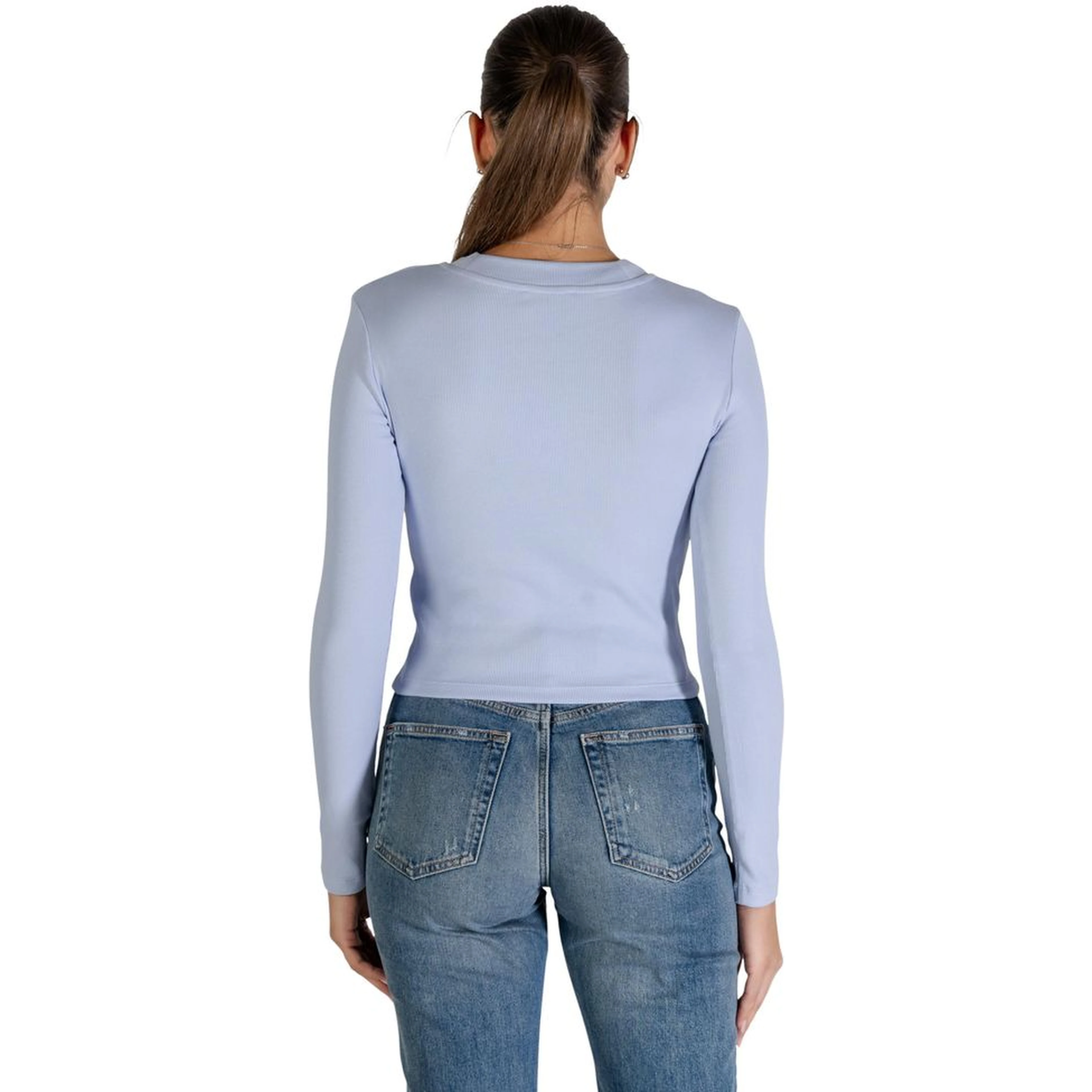 Blue Cotton Long Sleeve T-Shirt