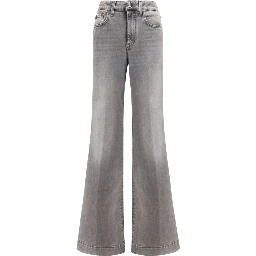 Gray Cotton Flared Jeans