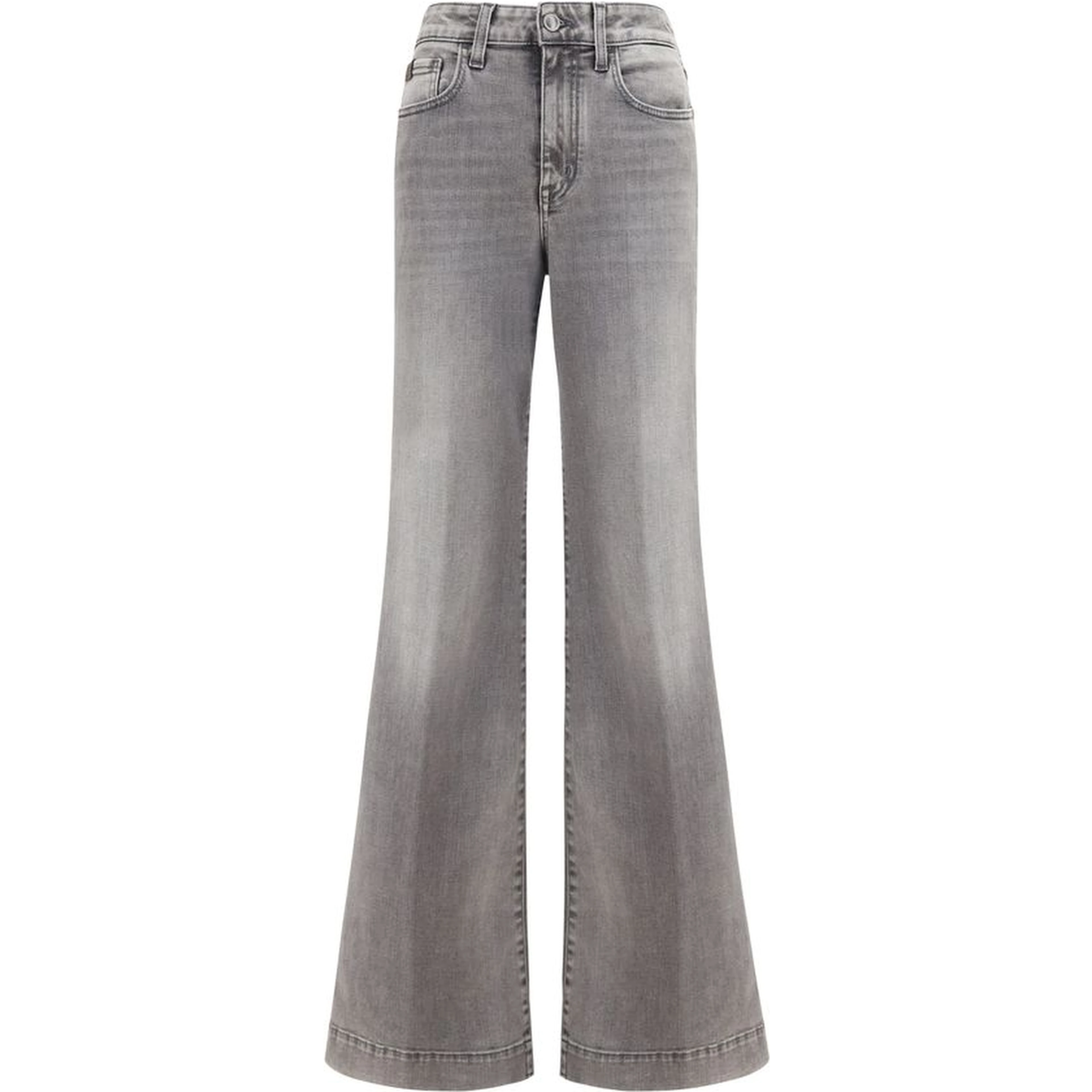 Gray Cotton Flared Jeans