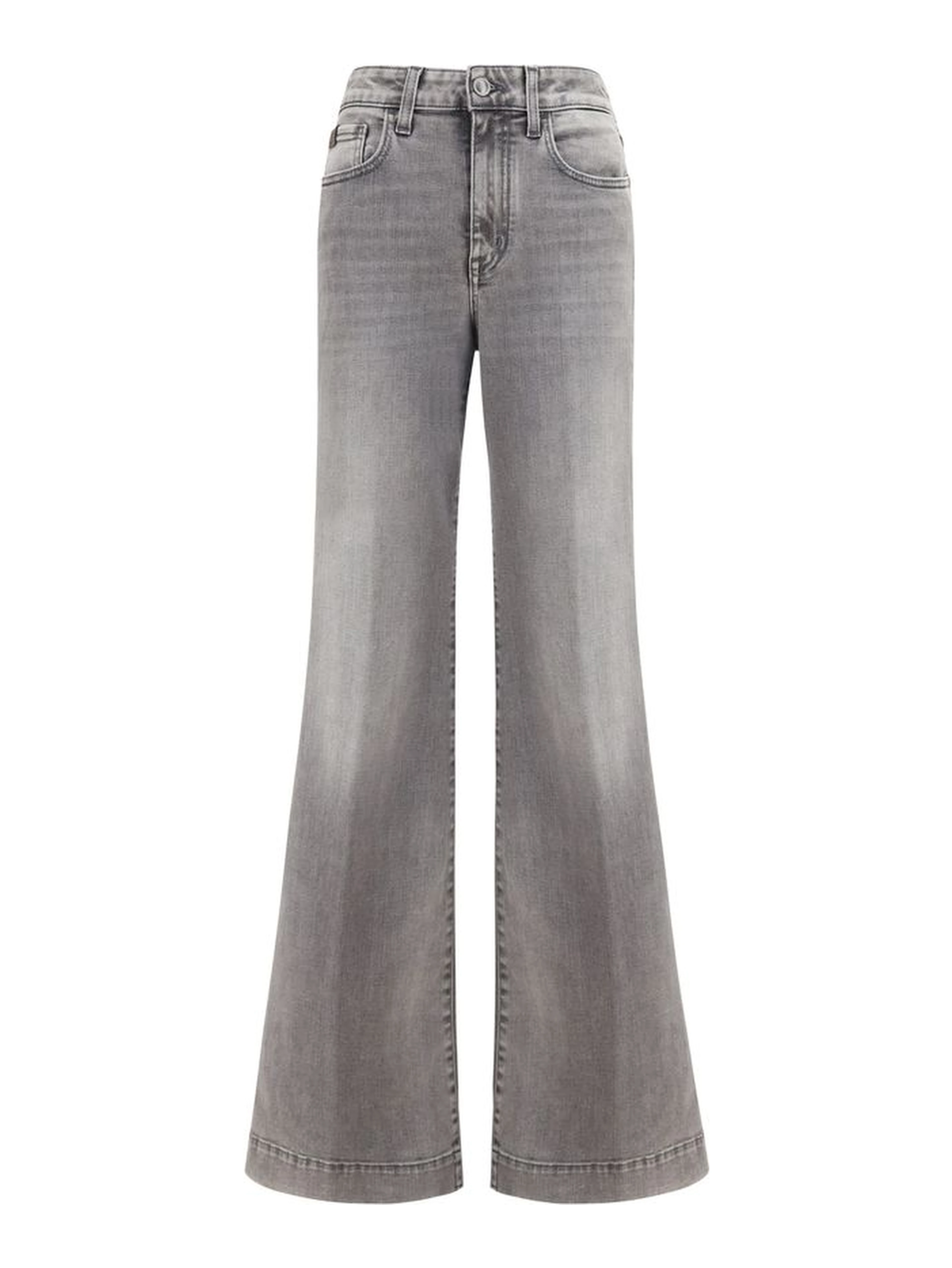 Gray Cotton Flared Jeans
