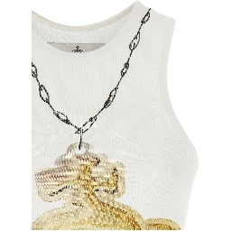 White Viscose Sleeveles T-Shirt